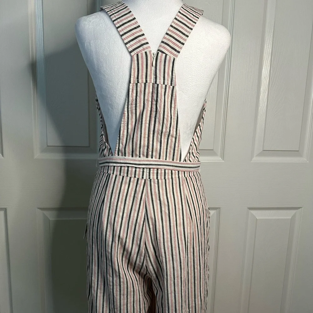 Very J Jumpsuit, Wide leg, Striped, Racerback, belt, 100% Cotton, Medium